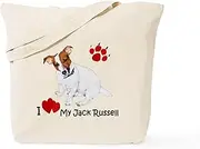 CafePress Love My Jack Russell Terrier Tote Bag Natural Canvas Tote Bag, Reusable Shopping Bag