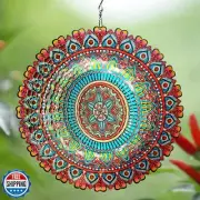 Goolyrusim Wind Spinner Rich Love Mandala Wind Spinners for Yard Garden, 12in
