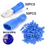 100Pcs Insulated Splice Wire Spade Terminal Insulated Electrical Crimp Connector