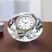 Easy-to-Read Roman Numeral Crystal Glass Tabletop Clock