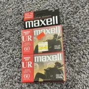 Maxell UR60 Blank Audio Cassette Tapes 60 Minutes Normal Bias 2 Pack SEALED