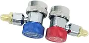 1 Pair Quick Connector Adapter for Car Air Conditioning Full Copper High Low Pressure Coupler for Charging Hose Durable Easy Installation Detachable Design