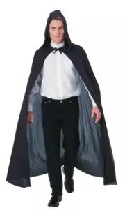 NWT Theater Adult Halloween Costume Full Length Hooded Cape 1 Size Black Vampire