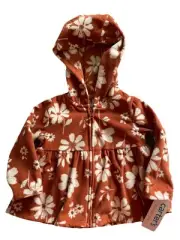 Carter’s Size 12 Month Zip Up Brown & White Floral Coat With Hood, New with Tag