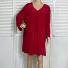 NWT Tyler Boe MSRP $196 Silk Red Darted Adjustable Sleeves Dress XL