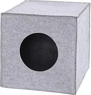 Generic Felt Cave Cube Bed Indoor Foldable Kennel Soft Snooze Pet Cat Nest Cat Hideaway for Chihuahua Pomeranian Kitten Puppy, Gray
