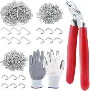 Angled Head Hog Ring Pliers & 360 Pieces Galvanized Hog Rings Professional Uphol