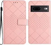 Compatible with Google Pixel 7A 5G Case,Compatible with Google Pixel 7A 5G Kickstand Flip Card Slots PU Leather Phone Cover Pink