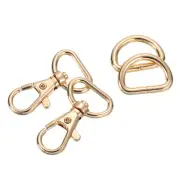 Swivel Trigger Snap Hooks, Classic Lobster Clasps with D-Rings (3/4", Gold)