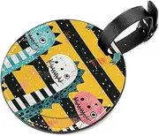 [WOSHJIUK] 2-Pc,Luggage Tags for Suitcases,Travel Tags for Luggage,Cartoon Dinosaur Rainbow Stripe