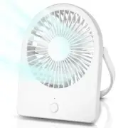 3.5" USB FAN, Strong Wind Ultra Quiet Small Desk Fan Foldable 3 Speeds White