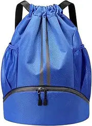 Sports Ball Bags with Dry Wet Separation Shoe Compartment, Water Resistant Drawstring Gym Bag Backpack, Side Mesh Pockets Gym Bag, Cricket Football Rugby Basketball Volleyball Backpack