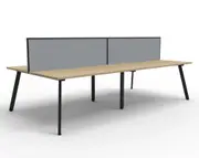 RAPIDLINE RAPID ETERNITY DOUBLE SIDED WORKSTATION With Screen 4 Person W1200 x D750 x H730mm (per user) Natural Oak Top Black Frame