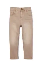 WONDER NATION Boys Size 12M Straight Leg Denim Jeans Stretch 5-Pockets • Khaki