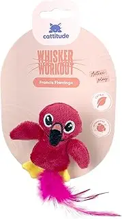 Cattitude Cat Toy Whisker Workout Francis Flamingo, 11cm Height, Pink - Catnip, Interactive Feathers, Active Play