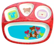 3 New Teddy Bear Break Resistant Child Divided Plates Melamine Kids Dinner Trey