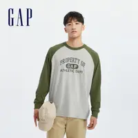 在飛比找蝦皮商城優惠-Gap 男裝 Logo純棉印花圓領長袖上衣-灰色(77318