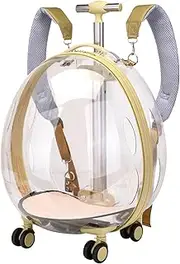 Stgfyxgs Pet Dog Cat Carrier Trolley Case Capsule Cat Carrier Bag Luggage Detachable Shoulder Straps Pet Suitcase Carrier for Puppy Bunny, Khaki Clear