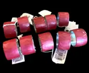 Napkin Rings Set Lot 10 PINK Enamel Metal Metallic Design Made in India NEW