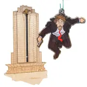 Die Hard Hans Gruber Falling off off Nakatomi Plaza Advent Calendar Wooden Decor