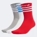 【ADIDAS 愛迪達】襪子 中筒襪 運動襪 3雙組 三葉草 CREW SOCK 3PP 紅白灰 IU2680