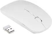 Wirel Mouse Portable Ultra-Thin Mute Mouse 4 Keys Wirel Optical Mouse 1600DPI for Desktop Computer Laptop White
