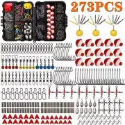273Pcs Fishing Accessories Tackle Box Kit Swivels Snaps Sinker Hooks Float Stops