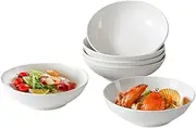 HUIRUMM 7 in Porcelain Pasta Bowls Ceramic Set of 6,Salad Bowls Wide and Shallow Set for Serving Soup, Pasta, Noodle, Dinner, Large Kitchen Bowl Plates,Soup & Microwave & Dishwasher Safe