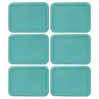 Pyrex 7210-PC Turquoise Rectangle 3 Cup Storage Lid Cover 6PK for Glass Dish