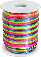 1.5 mm x 100 m Nylon Cord Rainbow, Satin Cord for Bracelets, Nylon Rainbow Rope for Bracelets, Jewellery Making, Rattail, Macrame, Waxed Decorative Cord, Necklace, Bead Thread (Colourful)