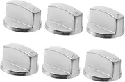 ORFOFE 6Pcs Silver Brushed Metal Stove Knobs Durable Zinc Alloy Switch Control for Gas Stove Replacement Knobs for Kitchen Cooktops and Ovens