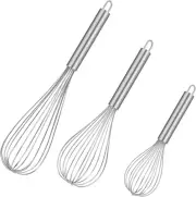 Metal Whisks for Cooking Stainless Steel Whisk Set 3 Pack Wisking Tool Balloon W