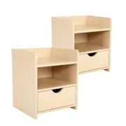 2X Bedside Tables Storage Cabinet Nightstand 1 Drawer 2 Shelf LARK OAK