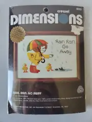 Dimensions Stamped Crewel Rain Rain Go Away 1980 Kit Embroidery #6003