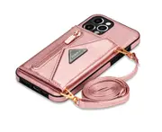 C49 Rose Gold Phone Leather Case Protection Bumper Insert Card Folding Protective Cover for IPhone 14 Pro Max