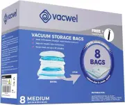 Vacwel 8 pack Medium Space Saver Vacuum Storage Bags for Clothes Storage