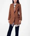Rita Koss Wool & Cashmere Brown Double-Button Coat, Size XL