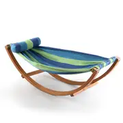 Kids Timber Hammock Bed Swing 45KG Capacity - Blue