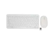 2.4G Wireless Keyboard Mouse Combo 78 Key Retro Round Keycap Mute Buttons Ergonomics Mouse and Keyboard for Business Office White