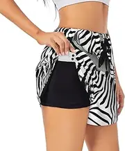 [WURTON] Zebra Print Exercise Gym Workout Shorts Women's Athletic Shorts Dual-Layered Yoga Running Shorts