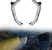 SAUTVS Front Grill Accent Fang Lights for Yamaha RMAX 1000, LED Grille Lights with Turn Signals Lamps for Yamaha Wolverine RMAX2 RMAX4 1000 2021 2022 2023 Accessories (2PCS)