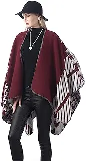 [XMSM] Women's Winter Shawls Blanket Wraps Open Front Poncho Cape Fashion Scarves Pashmina Oversized Cardigan Sweate (Color : Red, Size : 130X150cm)