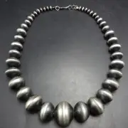 Preston Haley NAVAJO PEARLS Sterling Silver 22" Long NECKLACE Handmade Beads