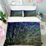 3D Peacock Feather P326 Animal Bed Pillowcases Quilt Duvet Cover Set Queen Kay