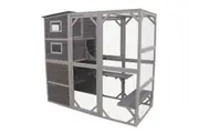 Flylline Walk In Wooden Cat Townhouse Kitten Ferret Enclosure Cage House