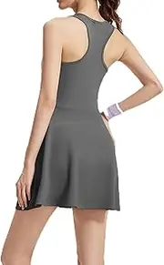 [BnMvF] Nomuamu Dress, Plush Backless Active Dress-Easy Peezy,with Built-in Bra & Shorts,Sports Dresses for Women Full