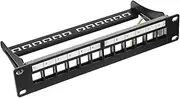 Aexit 12-Port (Distribution electrical) keyston-e Blank Patch Panel RJ45, USB, HDMI, Cat5e Cat6 Rackmount Shielded (25ry525qf324) 10 Inch