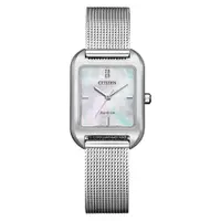 在飛比找PChome24h購物優惠-CITIZEN 光動能簡約優雅方型腕錶-銀