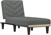 vidaXL Dark Grey Fabric Chaise Longue Reclining Chair - Upholstered Lounge Sofa for Living Room/Bedroom, Convertible for Sitting/Lounging/Sleeping