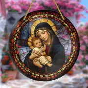 Virgin Mary Stained Glass Light Catcher Acrylic A Captivating Wall Hanging For